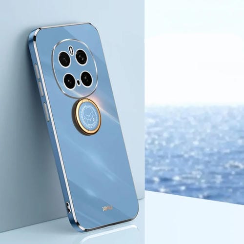 Funda TPU con Borde Dorado y Revestimiento 6D para Honor Magic7 Pro Xinli con Soporte Anillo (Azul Celestial)
