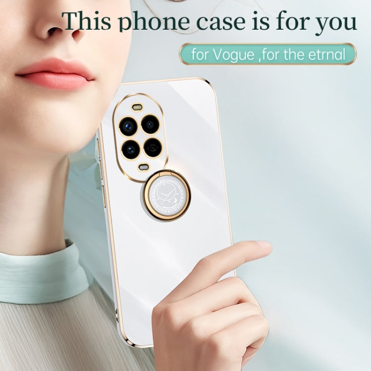 Funda Huawei Nova 13 Pro Xinli TPU a Prueba de Golpes con Borde Dorado y Soporte para Anillo (Blanco)