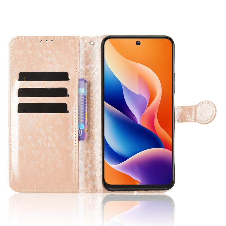 Funda de cuero con textura de puntos de panal para TCL 605 (dorada)