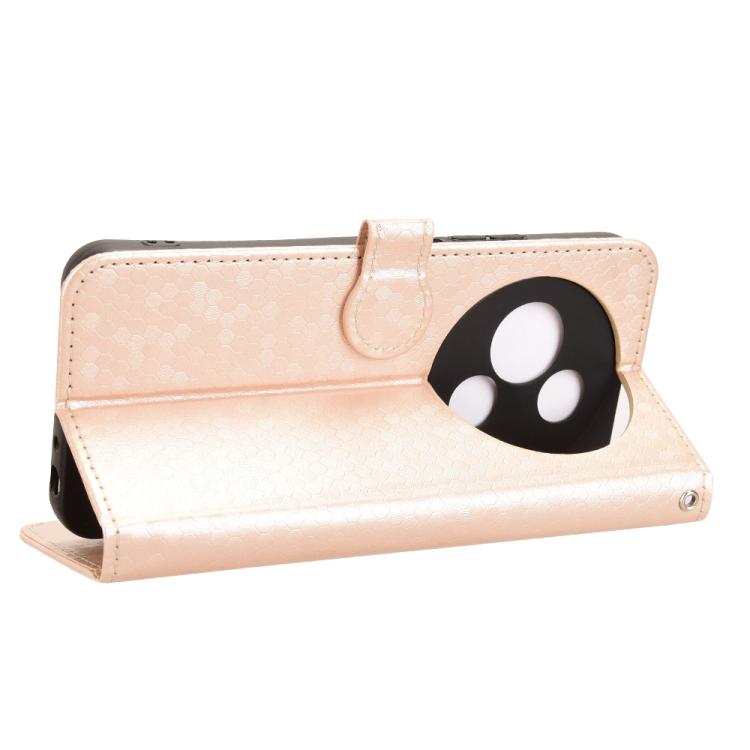 Funda de cuero con textura de puntos de panal para TCL 605 (dorada)