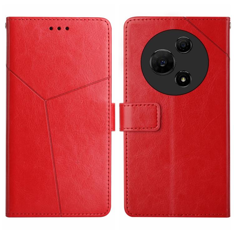 Funda de cuero con tapa en forma de Y para TCL 60 SE/605 (roja)