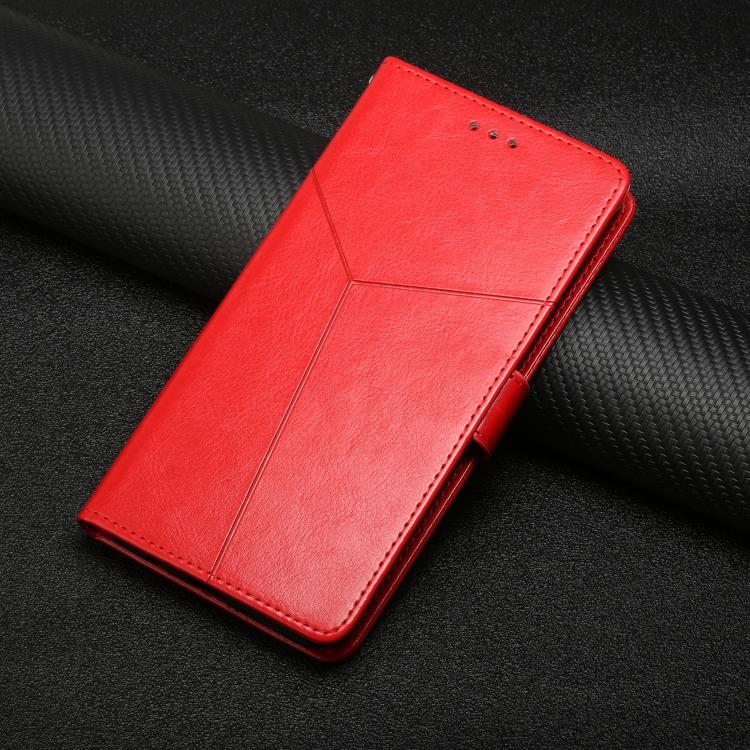 Funda de cuero con tapa en forma de Y para TCL 60 SE/605 (roja)