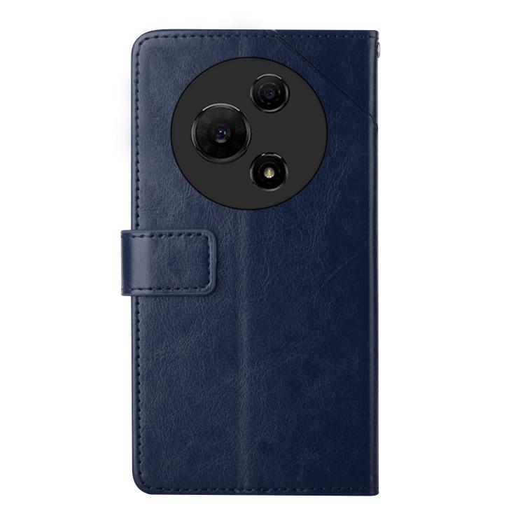 Funda de cuero con tapa en forma de Y para TCL 60 SE/605 (azul)