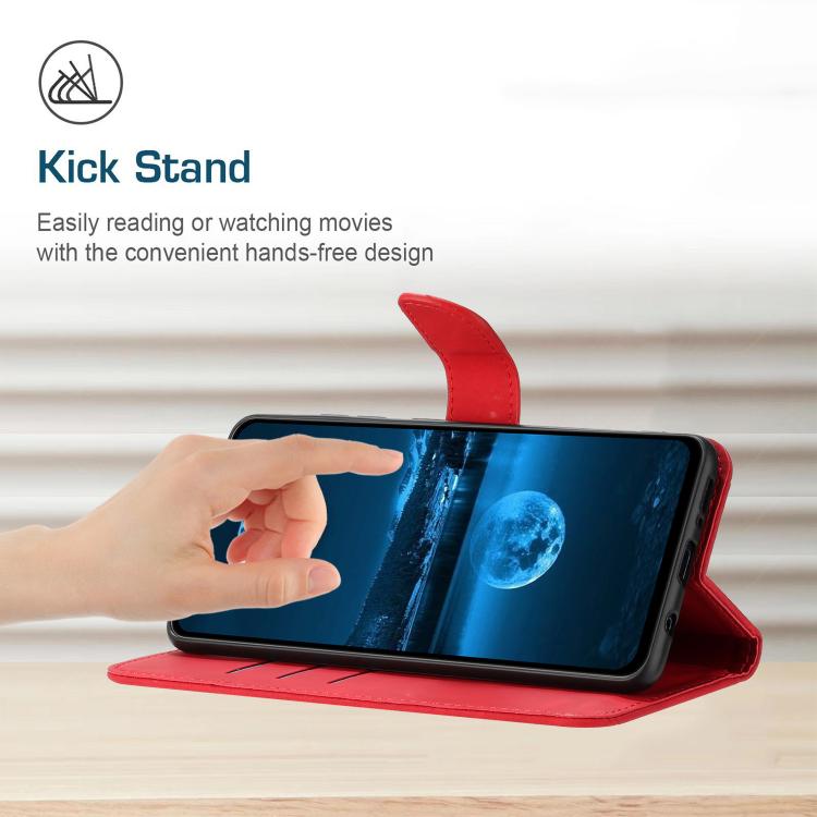 Funda de cuero con relieve y costuras para TCL 60 SE/605 (roja)