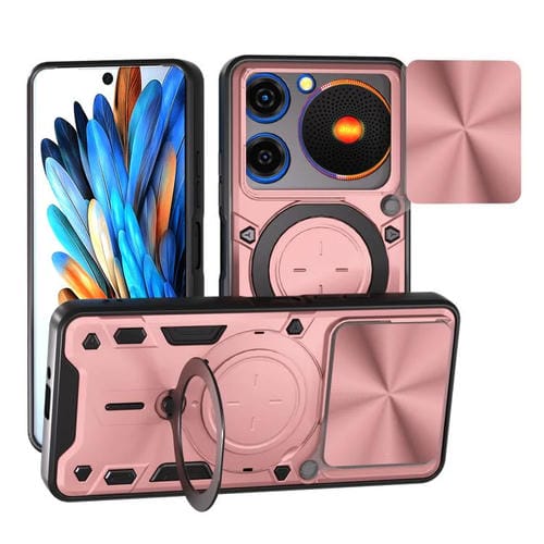 Funda magnética deslizante con textura de CD de música para ZTE Nubia (rosa)