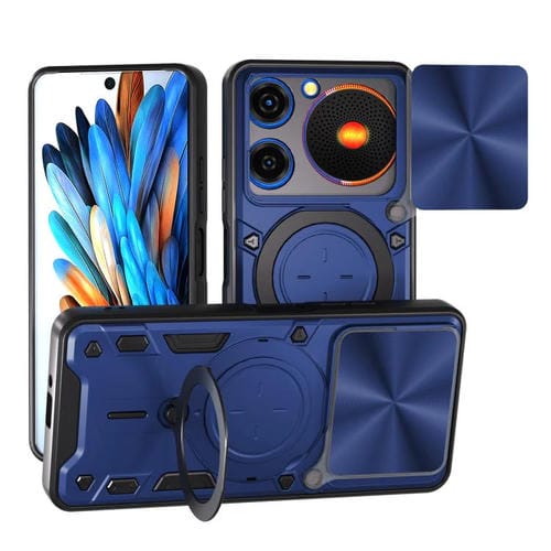 Funda magnética deslizante con textura de CD de música para ZTE Nubia (azul)