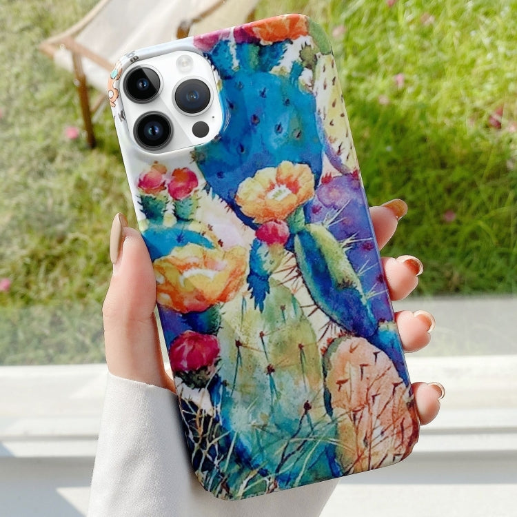 Funda para iPhone 16 Pro Max Barniz de Agua Stick PC Phone Case (Espinas de Cactus)