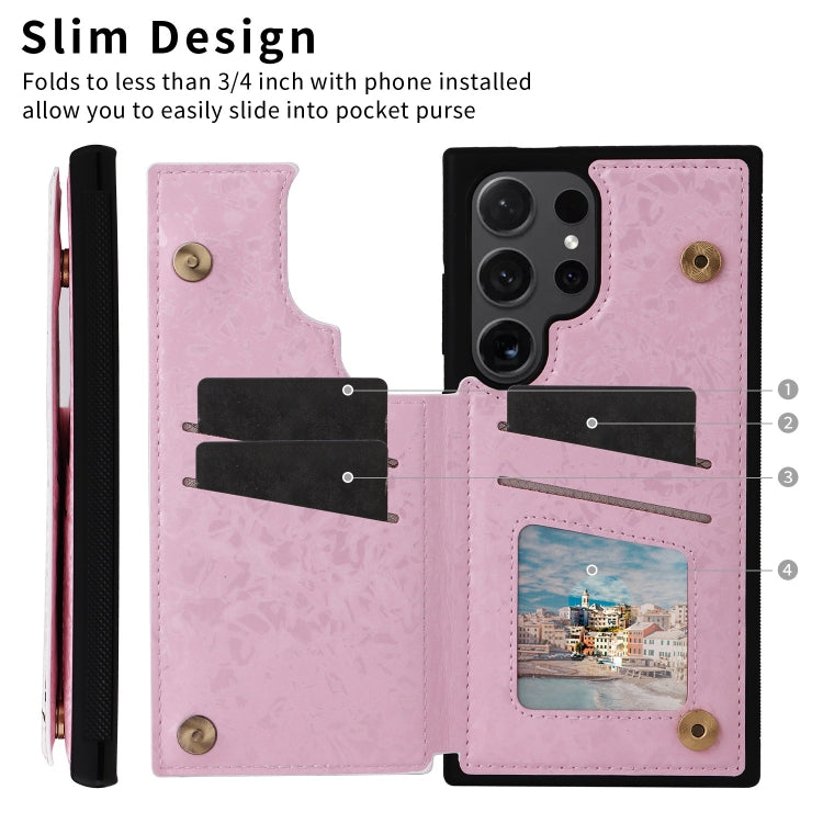 Estuche Antirrobo RFID para Samsung Galaxy S23 Ultra 5G con Doble Hebilla Impresa (Mundo de Flores Secas)