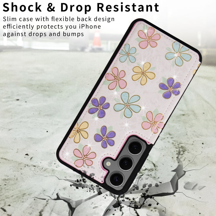 Estuche Antirrobo para Samsung Galaxy S24 + 5G con Doble Hebilla Impresa (Flores Florecientes)