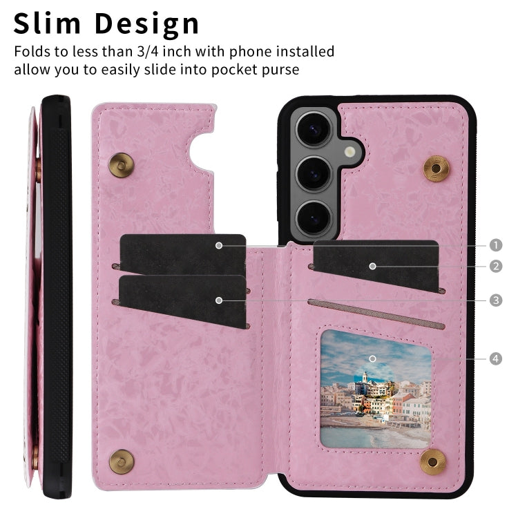 Estuche Antirrobo para Samsung Galaxy S24 + 5G con Doble Hebilla Impresa (Flores Florecientes)
