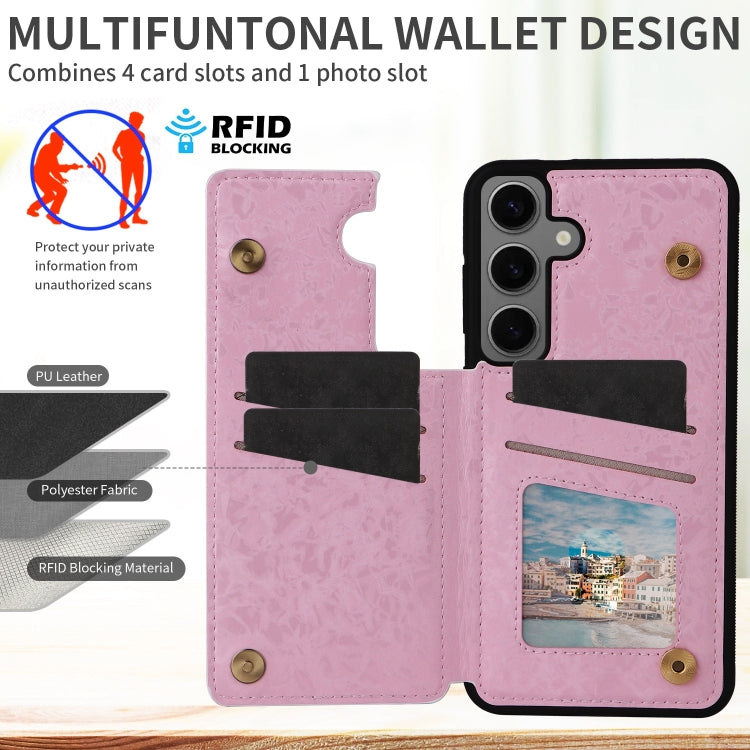 Estuche Antirrobo para Samsung Galaxy S24 + 5G con Doble Hebilla Impresa (Flores Florecientes)