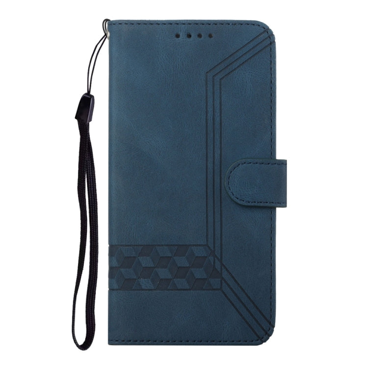 Funda de Cuero con Tapa y Tacto Cúbico para Sharp Aquos R9 Pro (Azul)