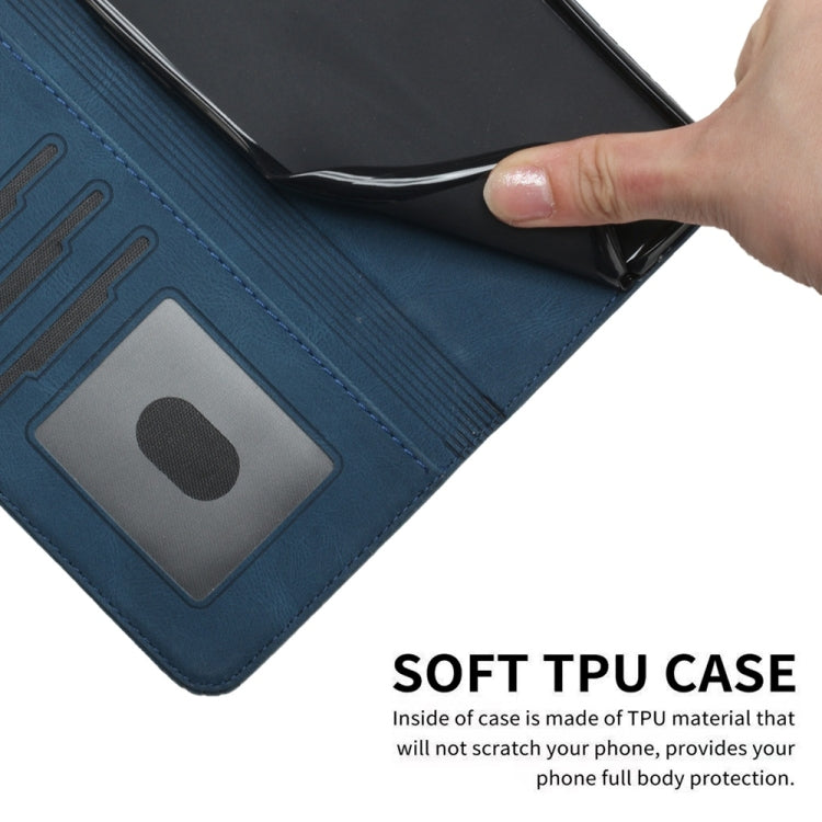 Funda de Cuero con Tapa y Tacto Cúbico para Sharp Aquos R9 Pro (Azul)