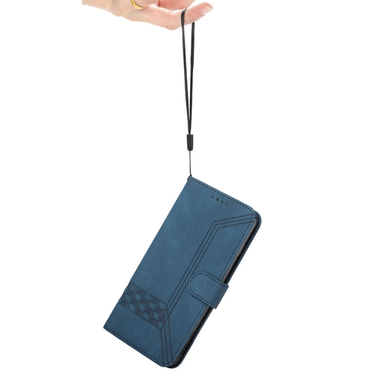 Funda de Cuero con Tapa y Tacto Cúbico para Sharp Aquos R9 Pro (Azul)