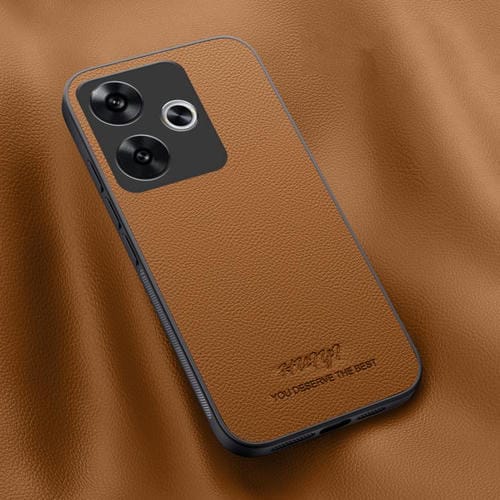 Funda de Cuero Magnética para Teléfono Huiyi Redmi Turbo 3 (Marrón)
