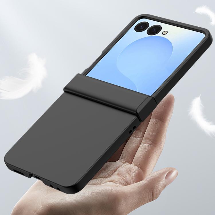 Funda de PC de 3 piezas para Samsung Galaxy Z Flip7 con tacto suave y cobertura total, a prueba de golpes (negra)