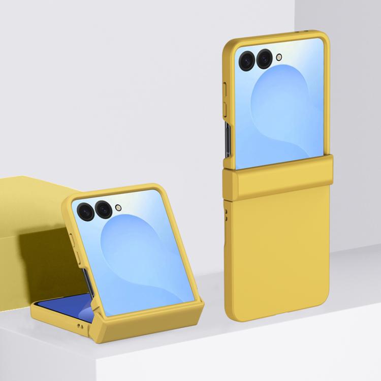 Funda de PC con 3 piezas para Samsung Galaxy Z Flip7, con tacto suave, cobertura total, a prueba de golpes (amarillo limón)