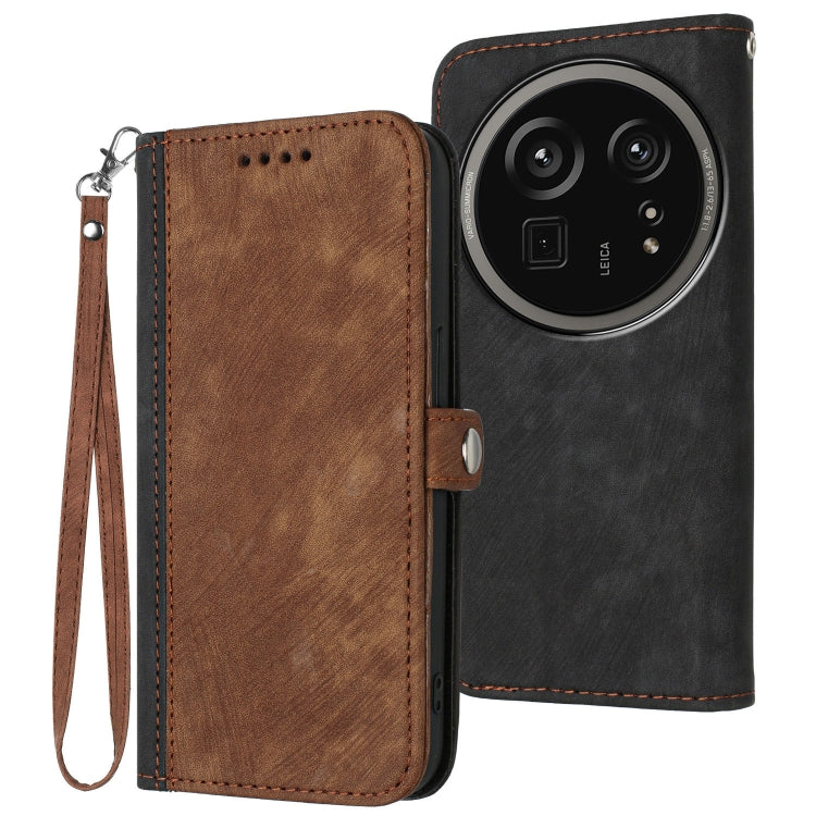 Funda de Cuero para Sharp Aquos R9 Pro con Correa Plegable y Hebilla Lateral Doble (Marrón)