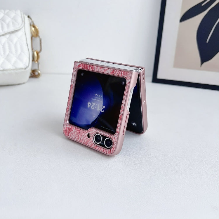 Funda para Teléfono Samsung Galaxy Z Flip5 Cobertura Total Bordado (Rosa)