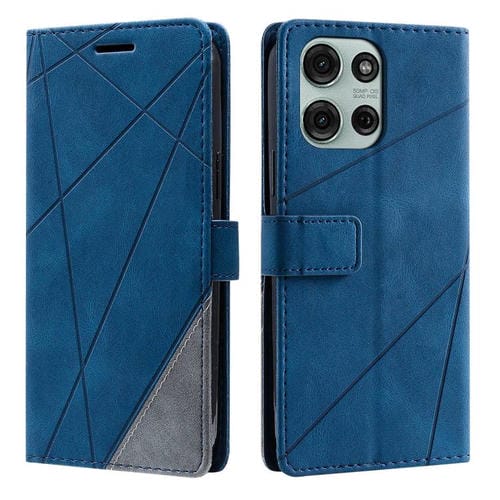 Funda de Cuero con Textura de Piel Sintética para Motorola Moto G75 5G (Azul)
