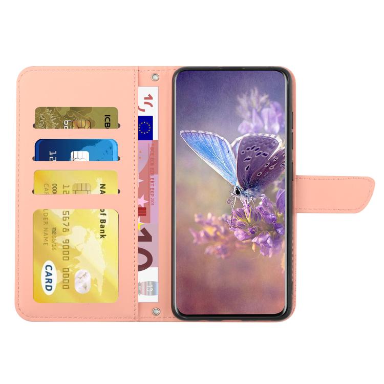 Funda de cuero con tapa y diseño de mariposas en relieve para TCL 60 SE / 605 HT03 (rosa)