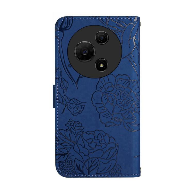 Funda de cuero con tapa y diseño de mariposas en relieve para TCL 60 SE / 605 HT03 (azul)