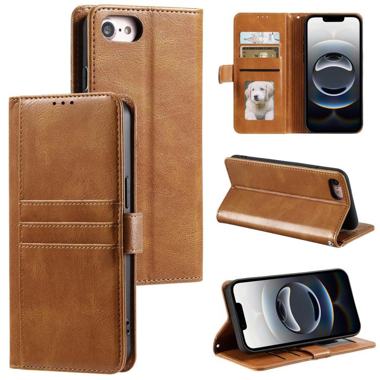 Funda para Teléfono de Cuero con Billetera para iPhone 16E con Capacidad para 6 Tarjetas (Marrón)