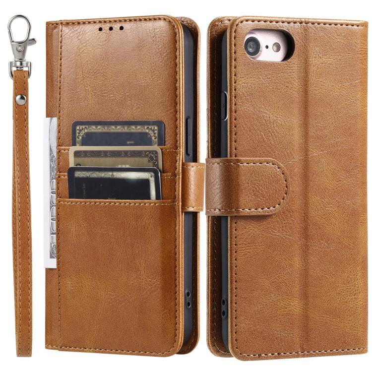 Funda para Teléfono de Cuero con Billetera para iPhone 16E con Capacidad para 6 Tarjetas (Marrón)