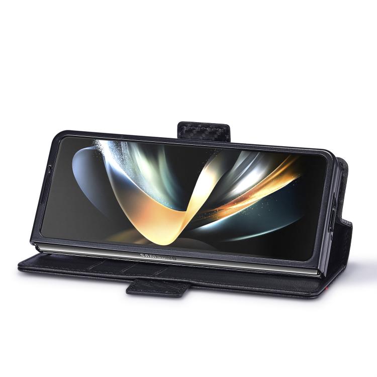 Funda de cuero de fibra de carbono LC.IMEEKE para Samsung Galaxy Z Fold7 5G (negro horizontal)