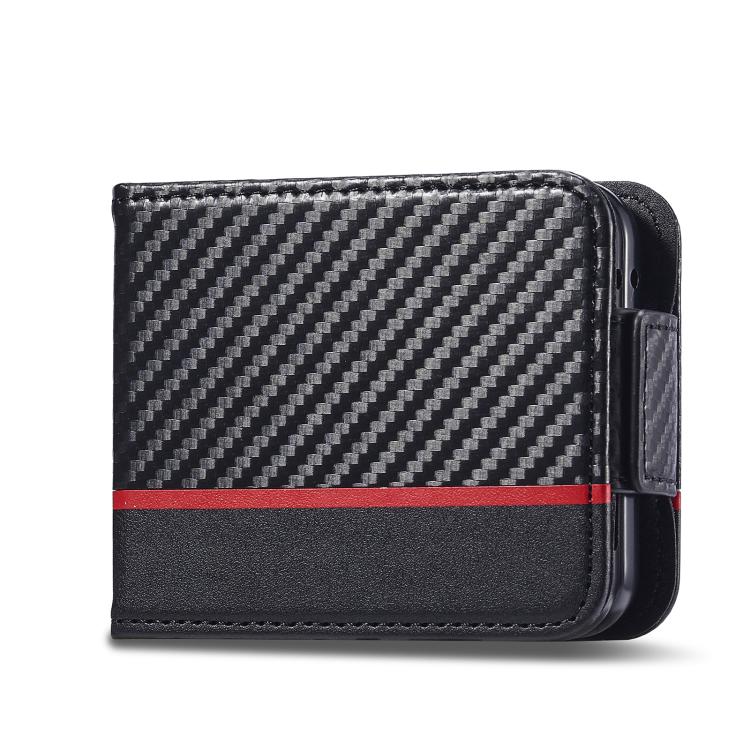 Funda de cuero de fibra de carbono LC.IMEEKE para Samsung Galaxy Z Flip7 5G (negro vertical)
