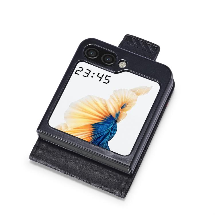 Funda de cuero de fibra de carbono LC.IMEEKE para Samsung Galaxy Z Flip7 5G (negro vertical)