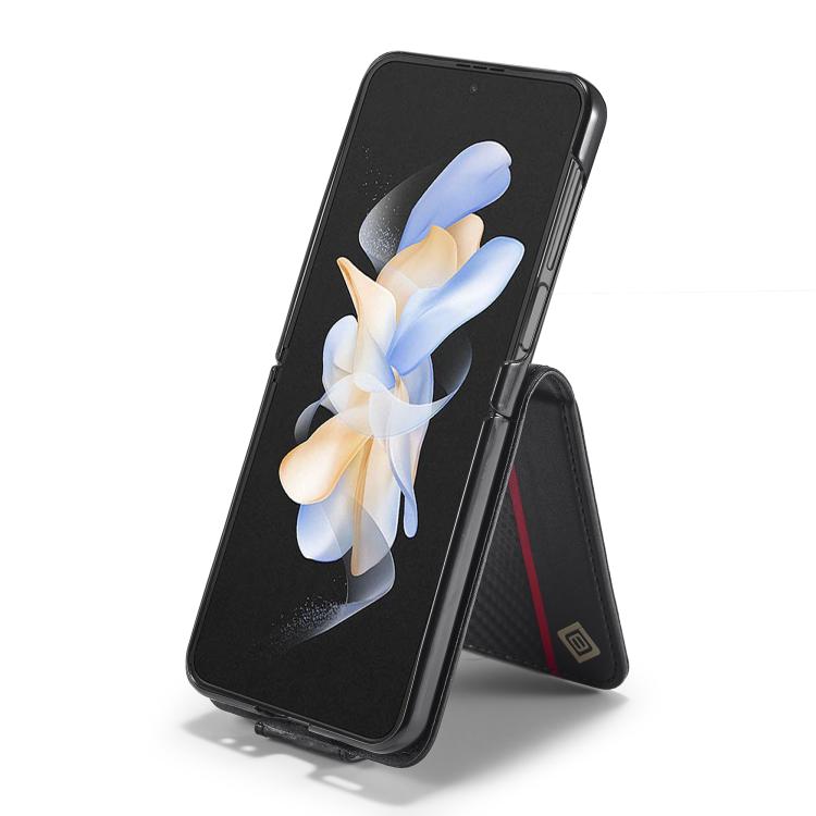 Funda de cuero de fibra de carbono LC.IMEEKE para Samsung Galaxy Z Flip7 5G (negro vertical)
