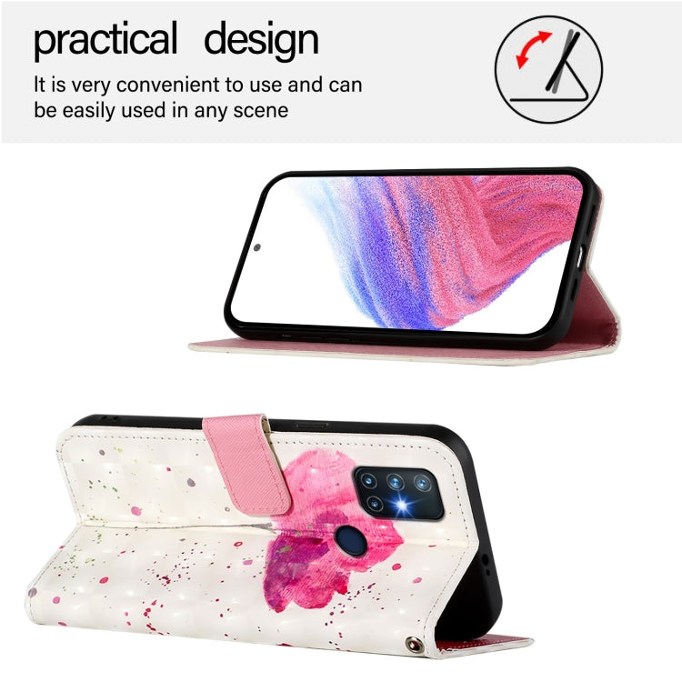Funda de Cuero con Tapa Horizontal y Pintura 3D para OnePlus Nord N10 5G (Flor)
