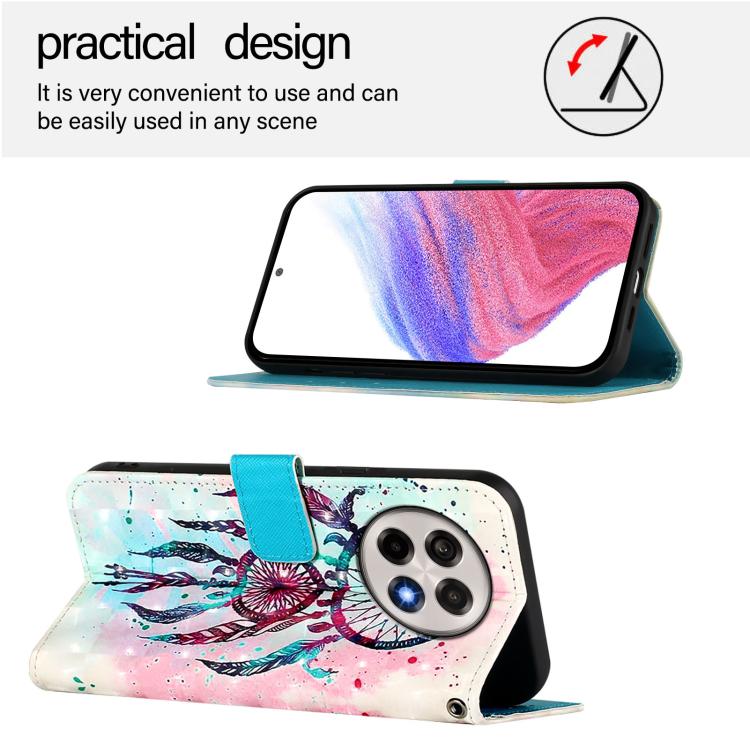 Funda de Cuero con Tapa Horizontal y Pintura 3D para OnePlus 13R Ace 5 5 Pro (Campanas de Viento Color)