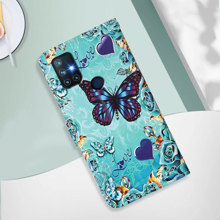 Funda de Cuero para OnePlus Nord N10 5G con Patrón de Mariposa Cariñosa (Colores)