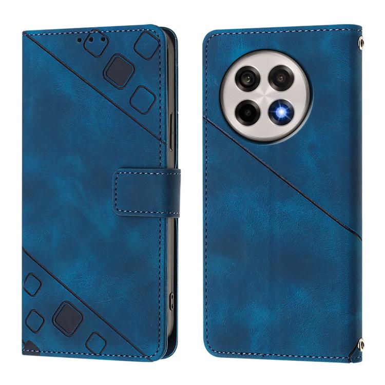Funda de Cuero con Relieve para OnePlus 13R Ace 5 Pro 5G (Azul)