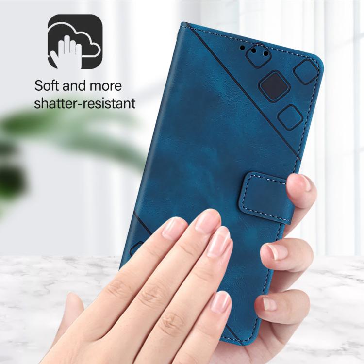 Funda de Cuero con Relieve para OnePlus 13R Ace 5 Pro 5G (Azul)
