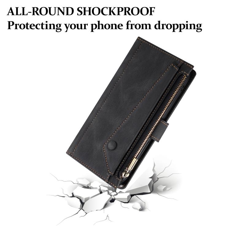 Funda de cuero retro ESEBLE con protección RFID para Motorola Moto G86 Power (negro)