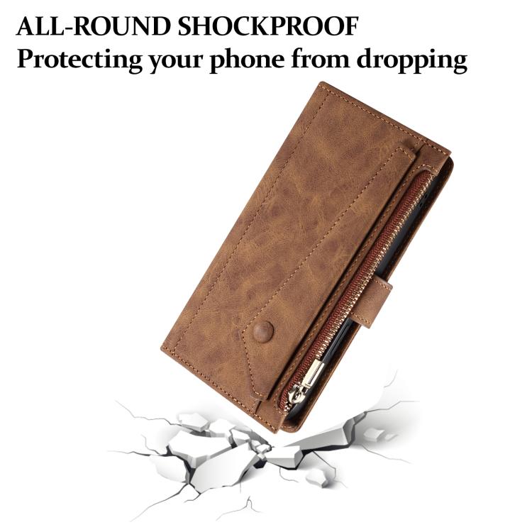 Funda de cuero retro con protección RFID para Motorola Moto G86 5G ESEBLE (marrón)