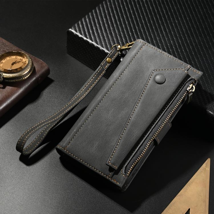 Funda de cuero retro con protección RFID para Motorola Edge 5G 2025 ESEBLE (negro)