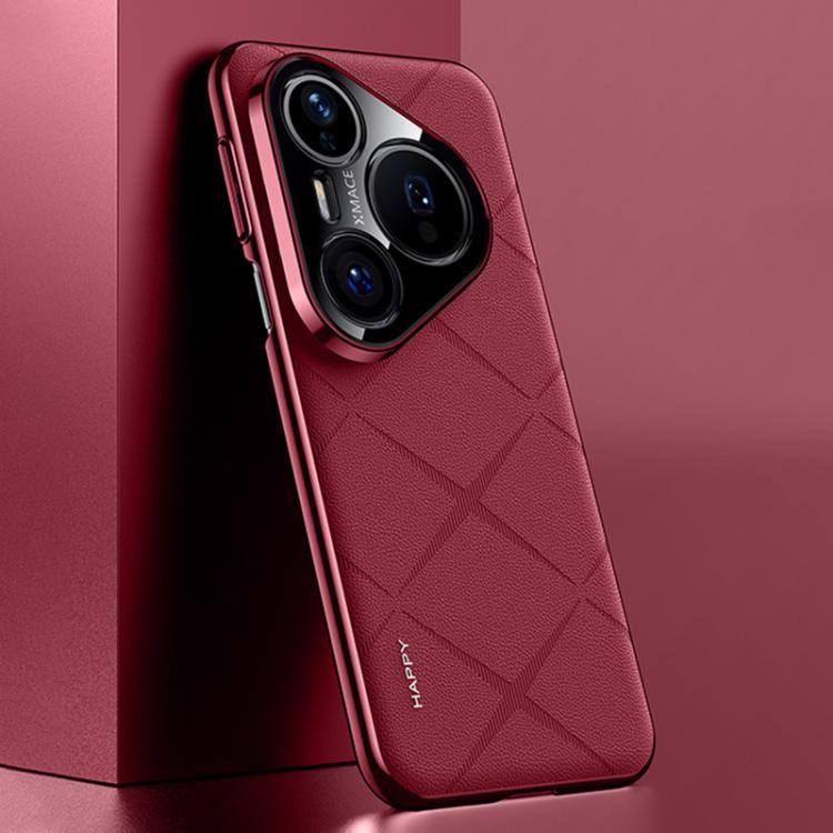 Funda de cuero liso para Huawei Pura 80 Pro / 80 Pro+ 5G (rojo vino)