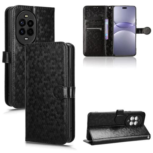 Funda de Cuero con Textura de Puntos de Panal para Huawei Nova 13 Pro 5G (Negra)