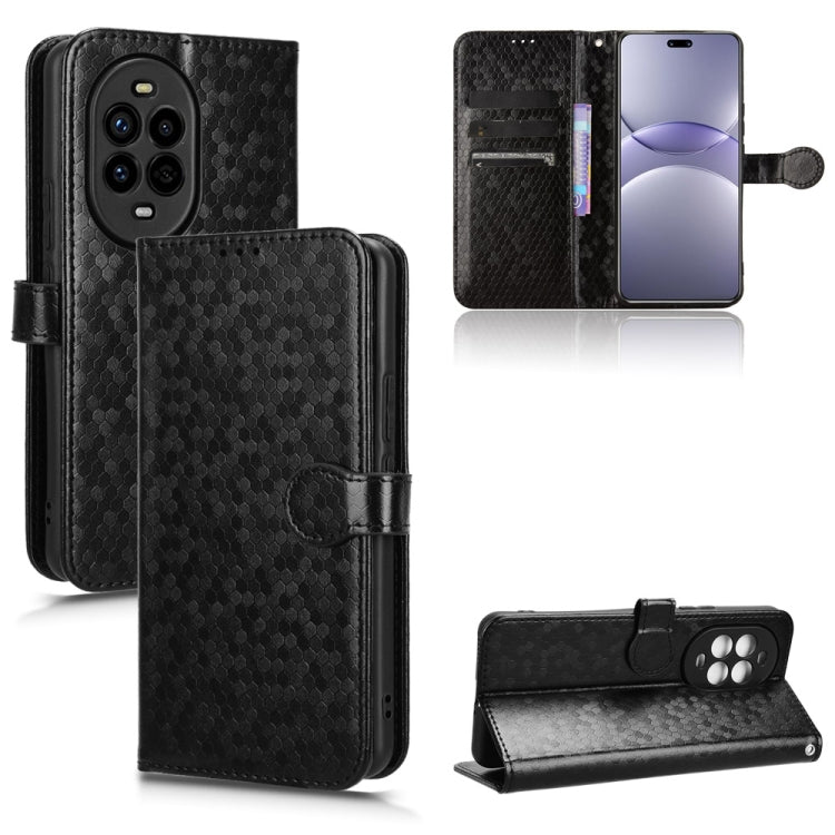 Funda de Cuero con Textura de Puntos de Panal para Huawei Nova 13 Pro 5G (Negra)