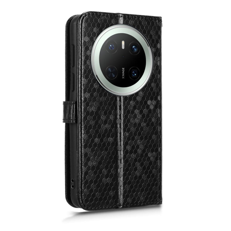 Funda de Cuero Huawei Mate 70 con Textura de Puntos en Forma de Panal (Negra)