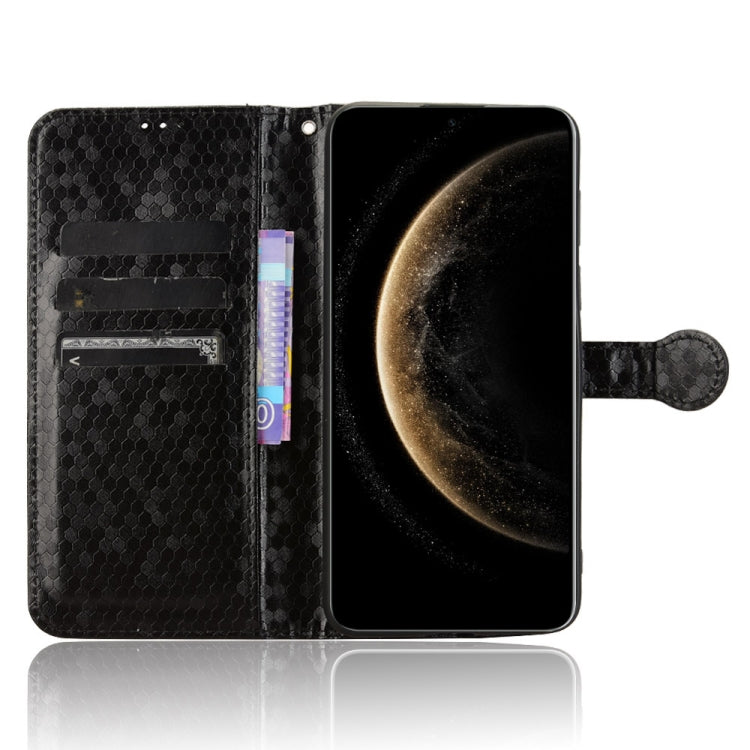 Funda de Cuero Huawei Mate 70 con Textura de Puntos en Forma de Panal (Negra)