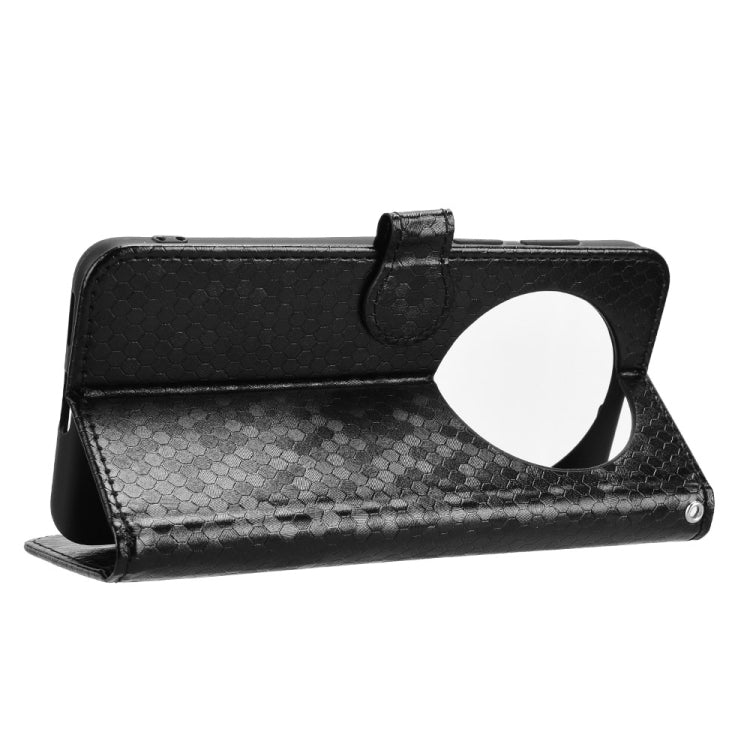 Funda de Cuero Huawei Mate 70 con Textura de Puntos en Forma de Panal (Negra)