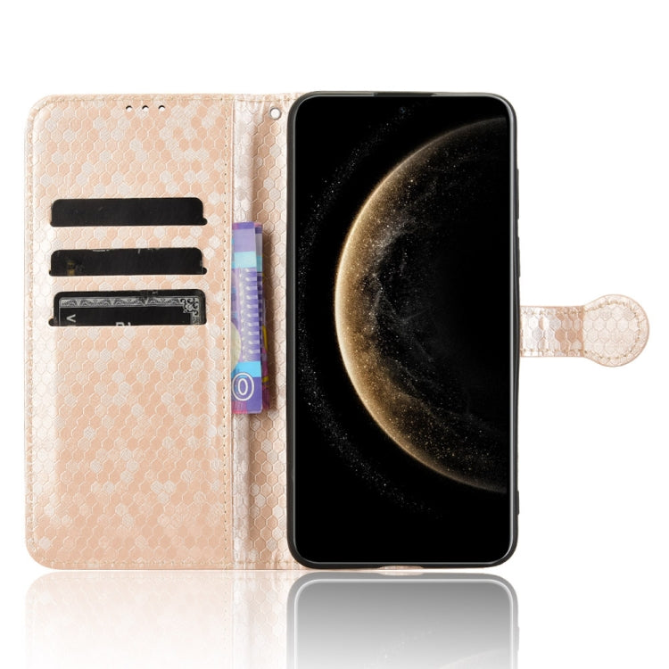 Funda de Cuero Huawei Mate 70 Textura de Puntos Panal (Dorada)