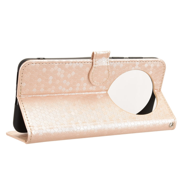 Funda de Cuero Huawei Mate 70 Textura de Puntos Panal (Dorada)