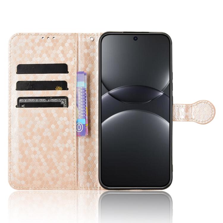 Funda de Cuero con Textura de Puntos de Panal para Huawei Nova 12 5G y Nova 13 (Dorada)