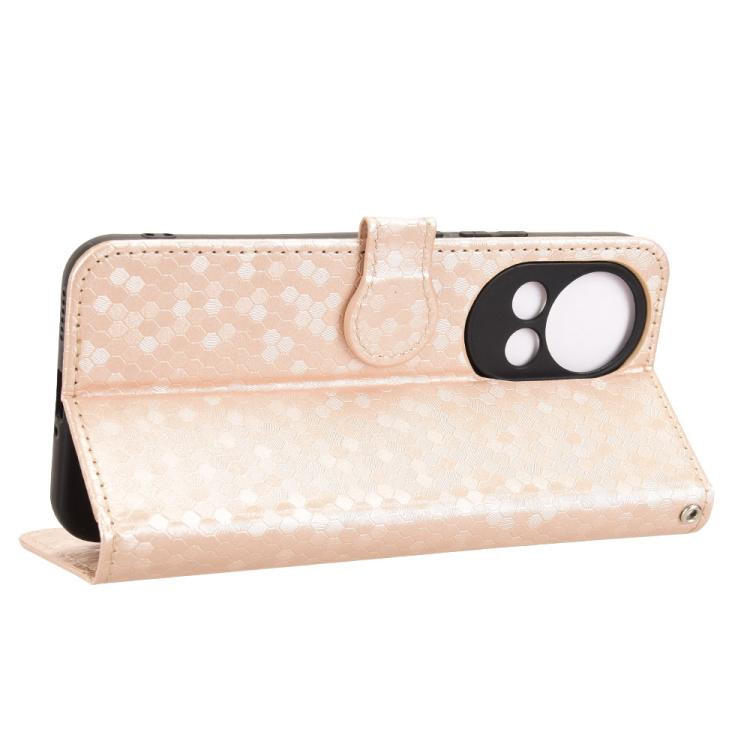 Funda de Cuero con Textura de Puntos de Panal para Huawei Nova 12 5G y Nova 13 (Dorada)